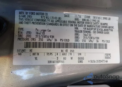 2016 Ford Focus Se from USA, damaged, VIN 1FADP3F23GL406716